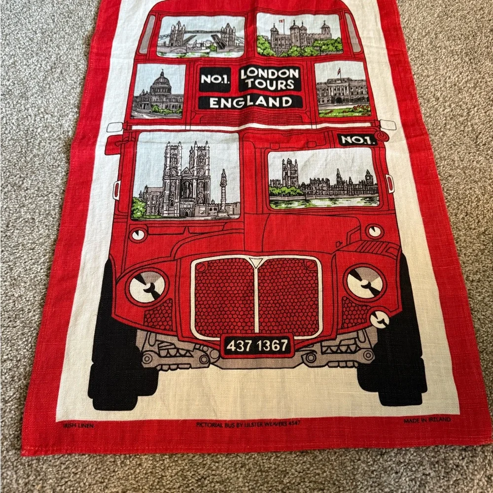 Vintage Red London Tour Bus Tea Towel
